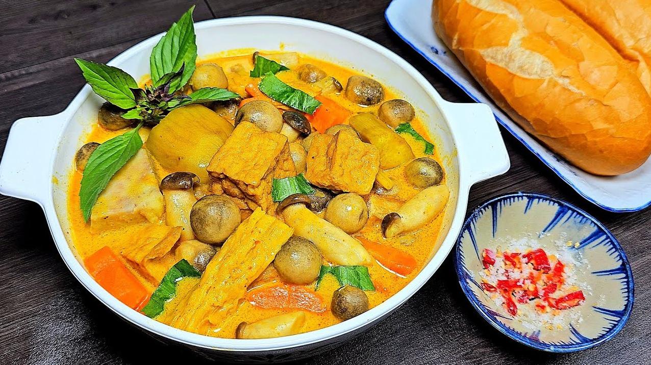 Cà ri chay + bánh mì