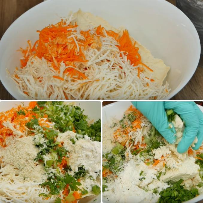 Trộn hỗn hợp làm cá chay từ khoai môn