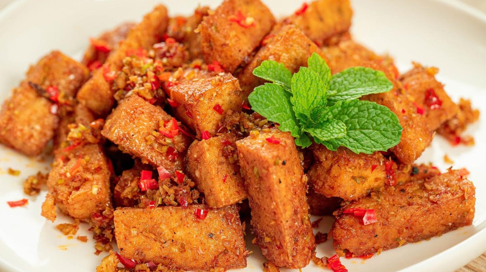 Đậu hũ kho sả ớt chay