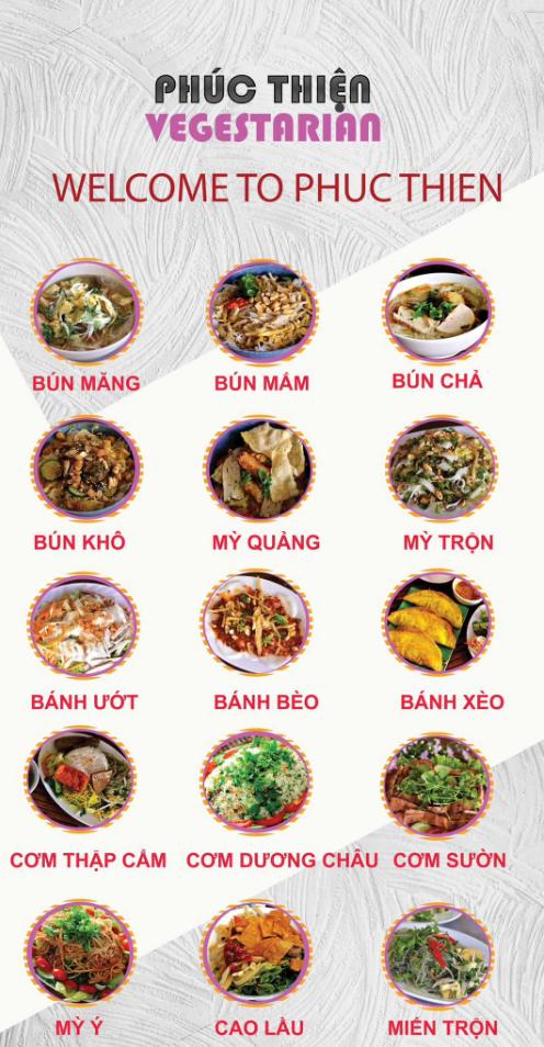 Menu chay quán Phúc Thiện