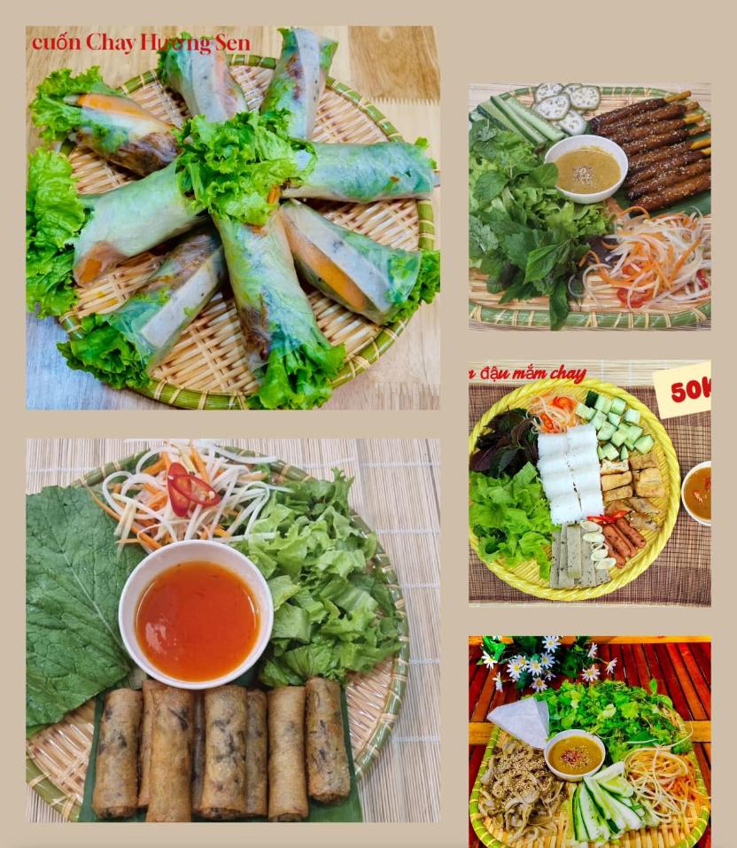 Thực đơn quán chay Hương Sen đa dạng