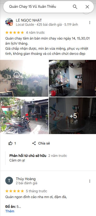 Quán chay 15 Vũ Xuân Thiều