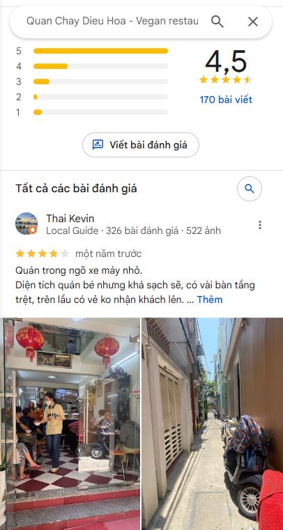 Thực khách đánh giá về quán chay Diệu Hoa