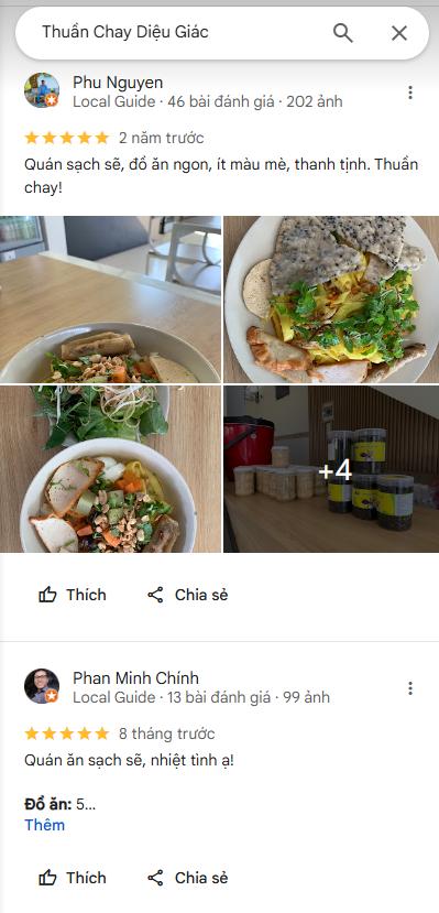 Những đánh giá tích cực từ thực khách dành cho Thuần Chay Diệu Giác